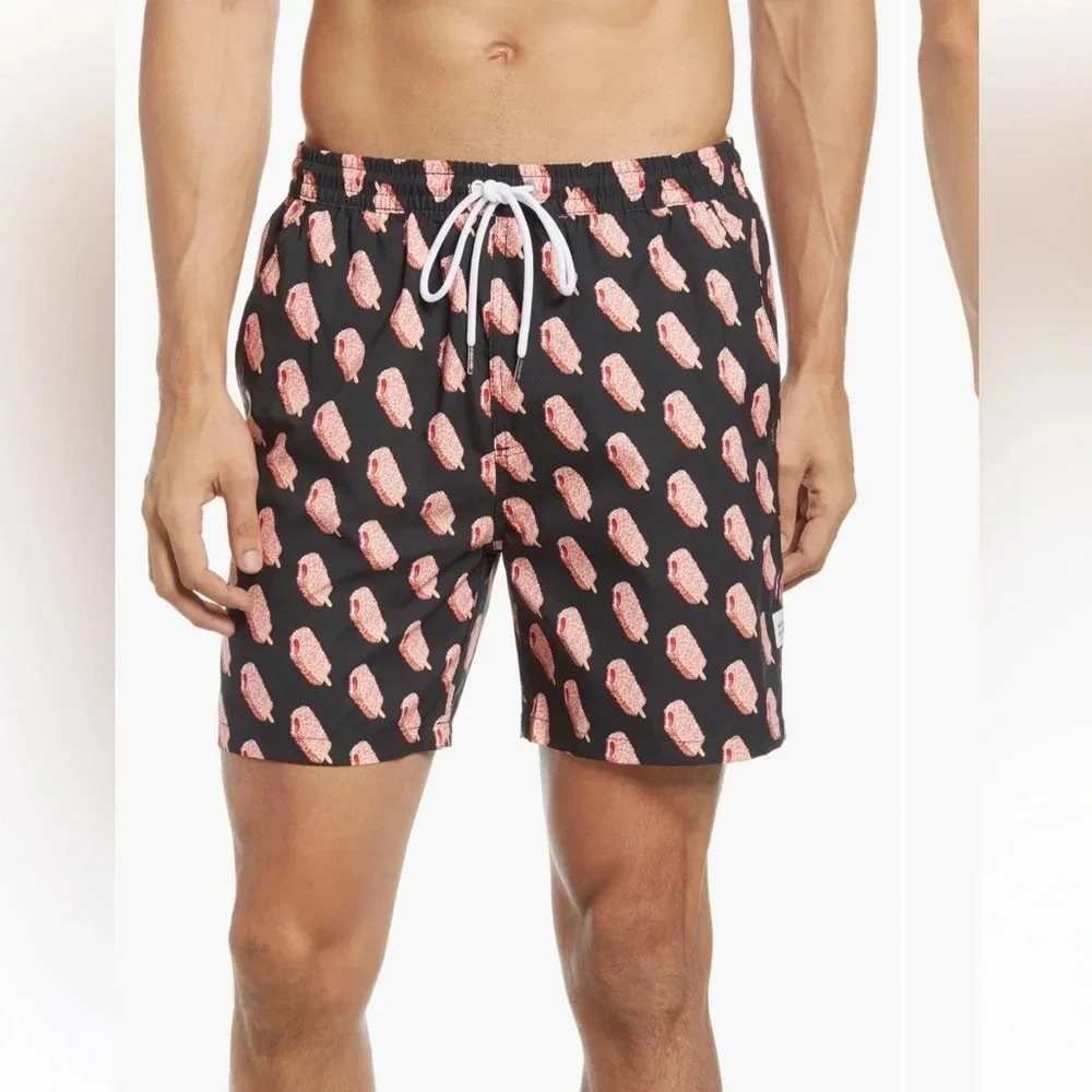Public Art Men’s Ice‎ Cream Print Swim Trunks mesh Lined XXL 2XL NWT